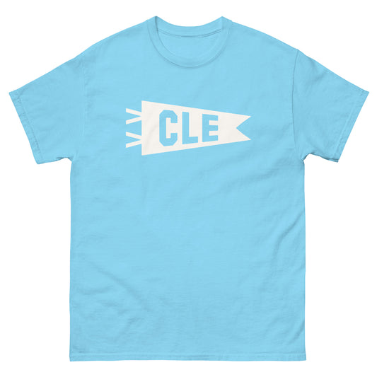 CLE Cleveland Men's T-Shirt • Banner Design in White • YHM Designs - Image 02