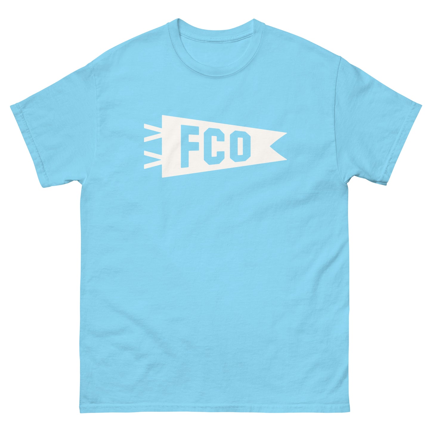 Airport Code Men's T-Shirt - White Graphic • FCO Rome Souvenir • YHM Designs - Image 02