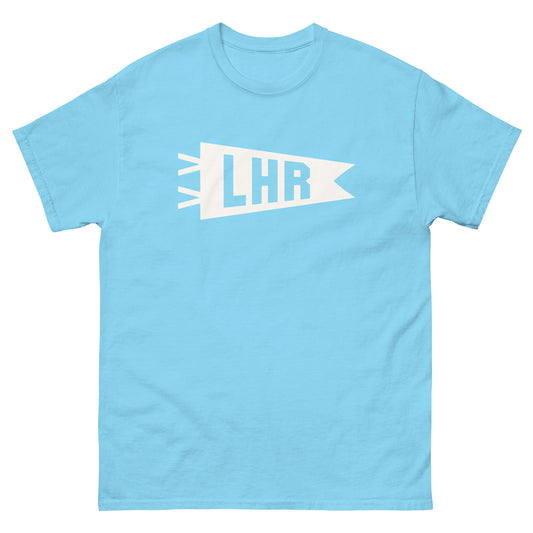 Airport Code Men's T-Shirt - White Graphic • LHR London • YHM Designs - Image 02