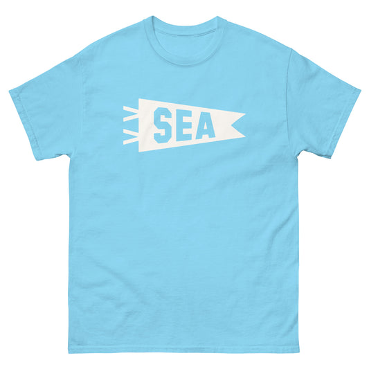 Airport Code Men's T-Shirt - White Graphic • SEA Seattle • YHM Designs - Image 02