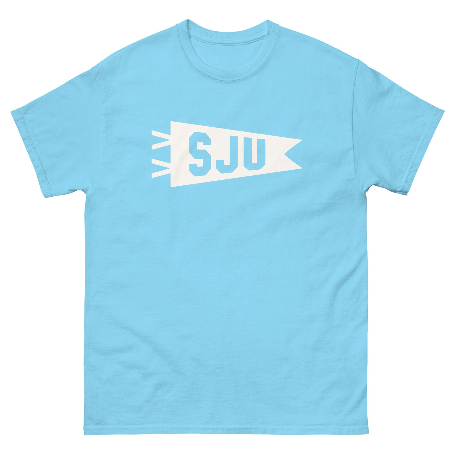 Airport Code Men's T-Shirt - White Graphic • SJU San Juan Souvenir • YHM Designs - Image 02