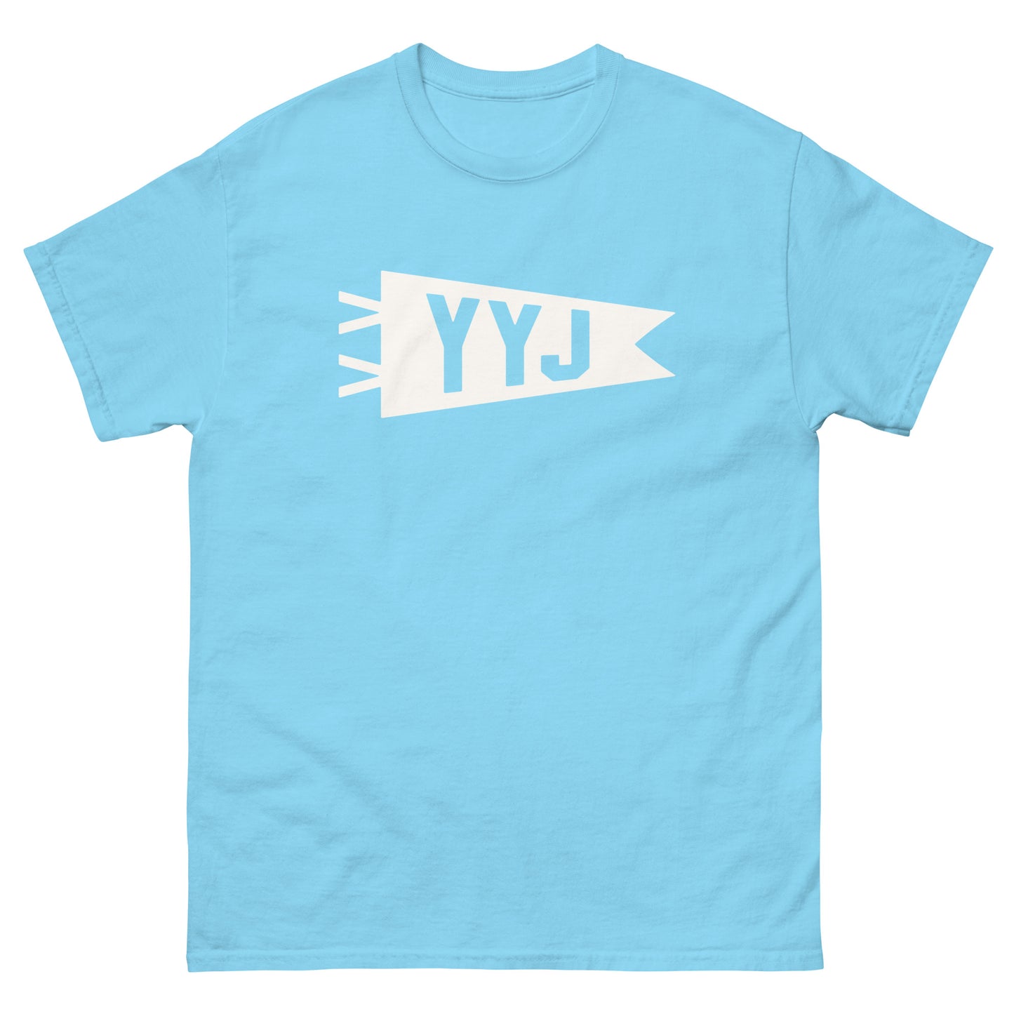 Airport Code Men's T-Shirt - White Graphic • YYJ Victoria • YHM Designs - Image 02