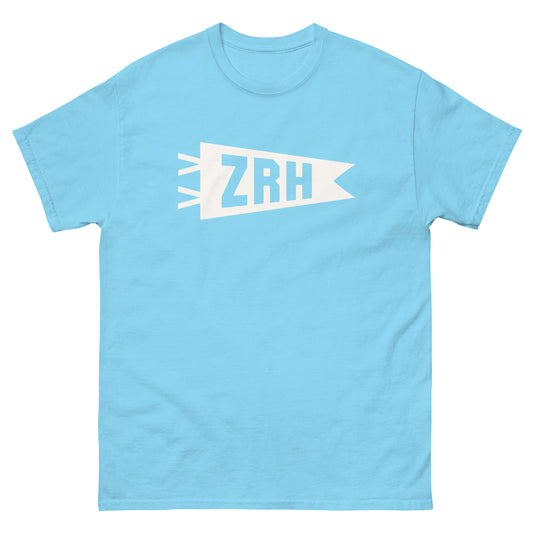 ZRH Zurich Men's T-Shirt • Banner Design in White • YHM Designs - Image 02
