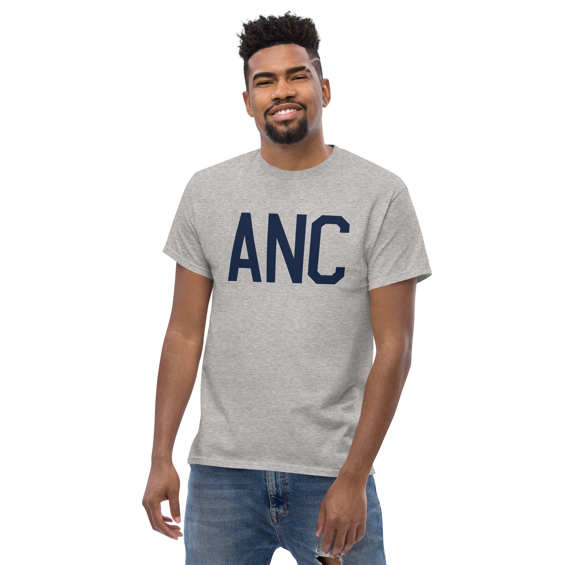 Aviation-Theme Men's T-Shirt - Navy Blue Graphic • ANC Anchorage • YHM Designs - Image 06
