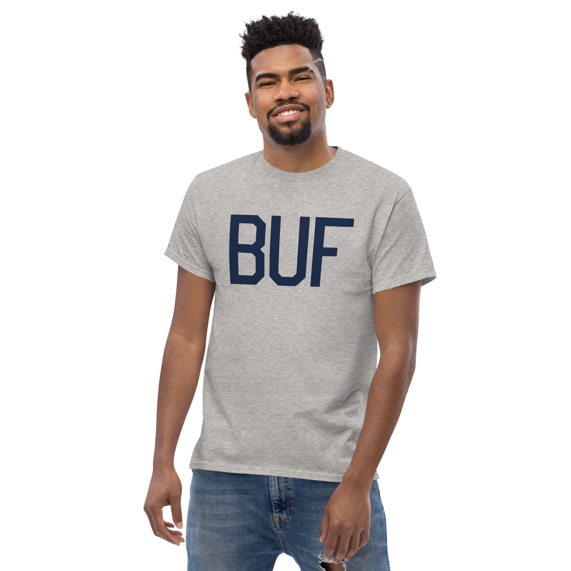 Aviation-Theme Men's T-Shirt - Navy Blue Graphic • BUF Buffalo • YHM Designs - Image 06