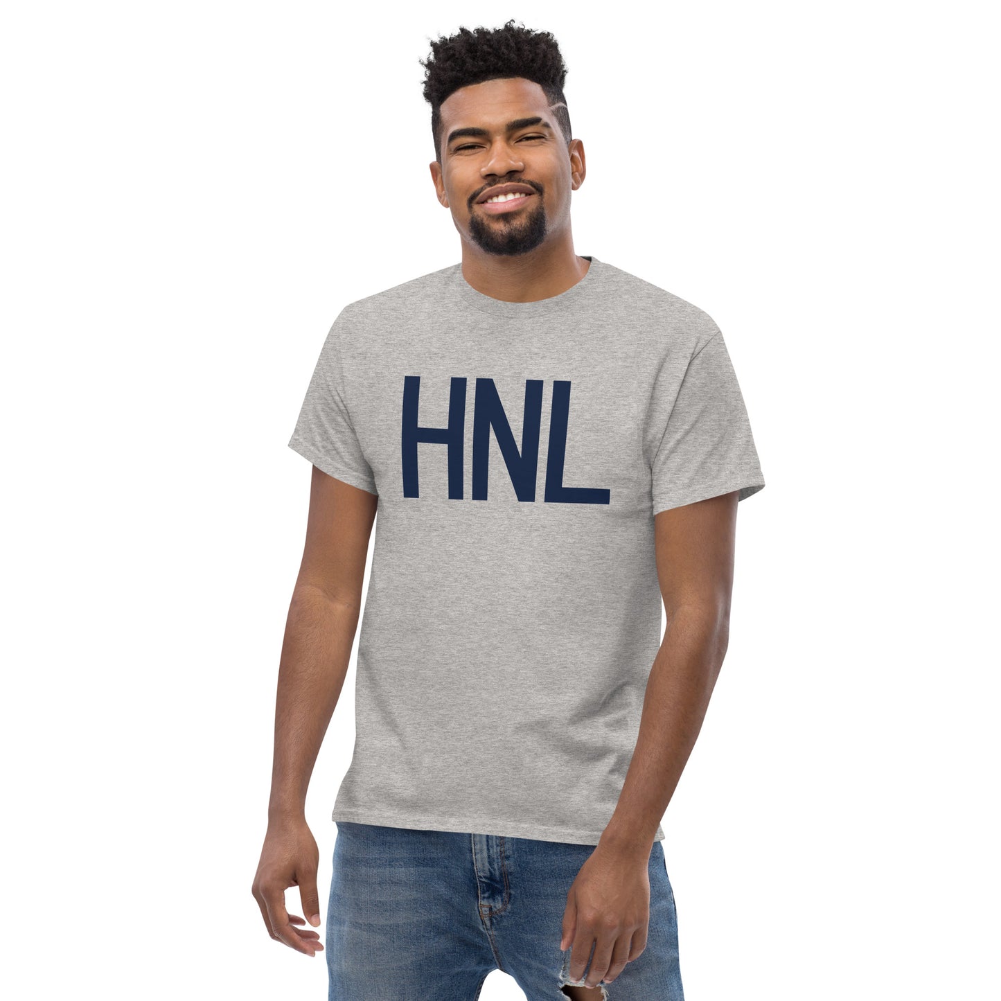 Aviation-Theme Men's T-Shirt - Navy Blue Graphic • HNL Honolulu • YHM Designs - Image 06