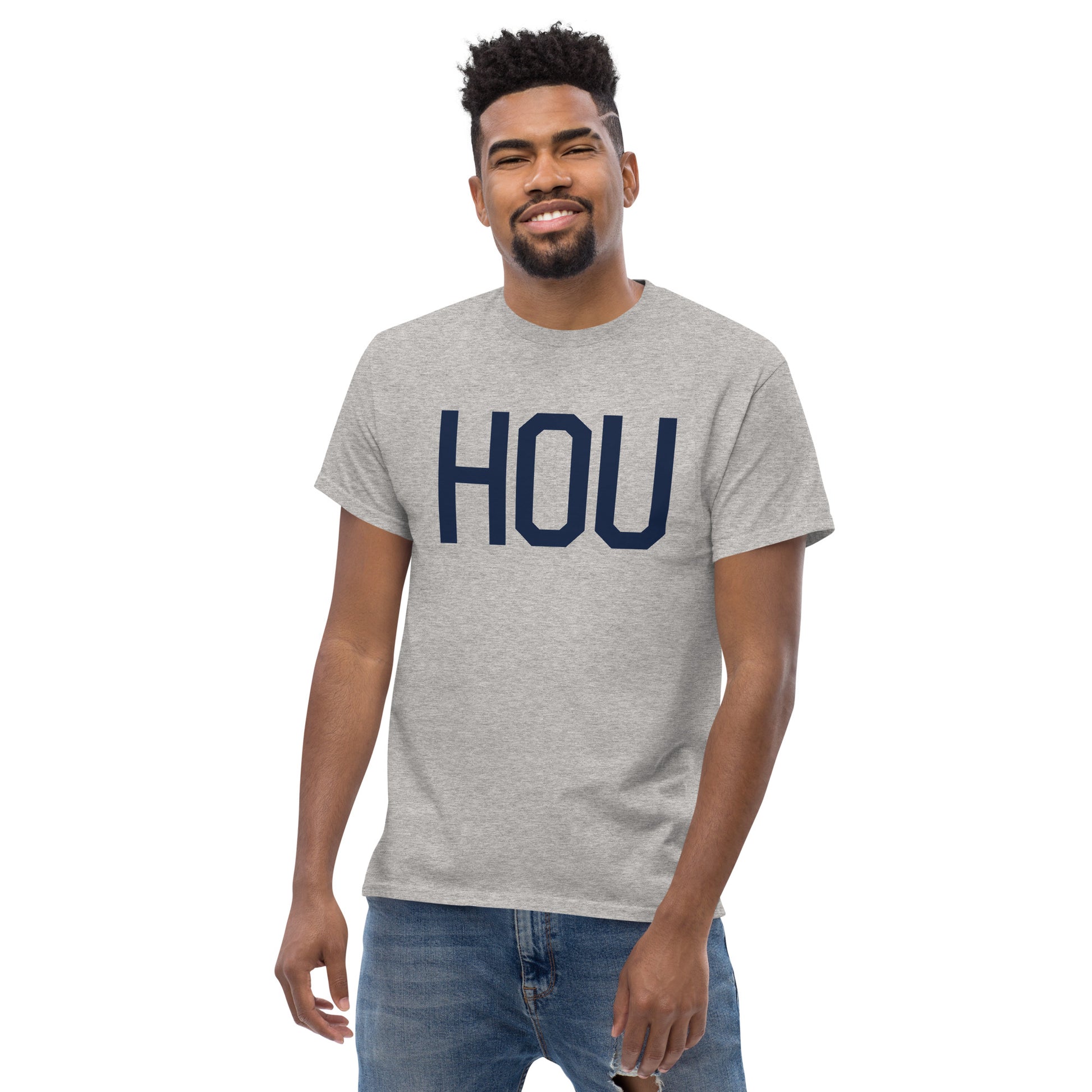 Aviation-Theme Men's T-Shirt - Navy Blue Graphic • HOU Houston • YHM Designs - Image 06