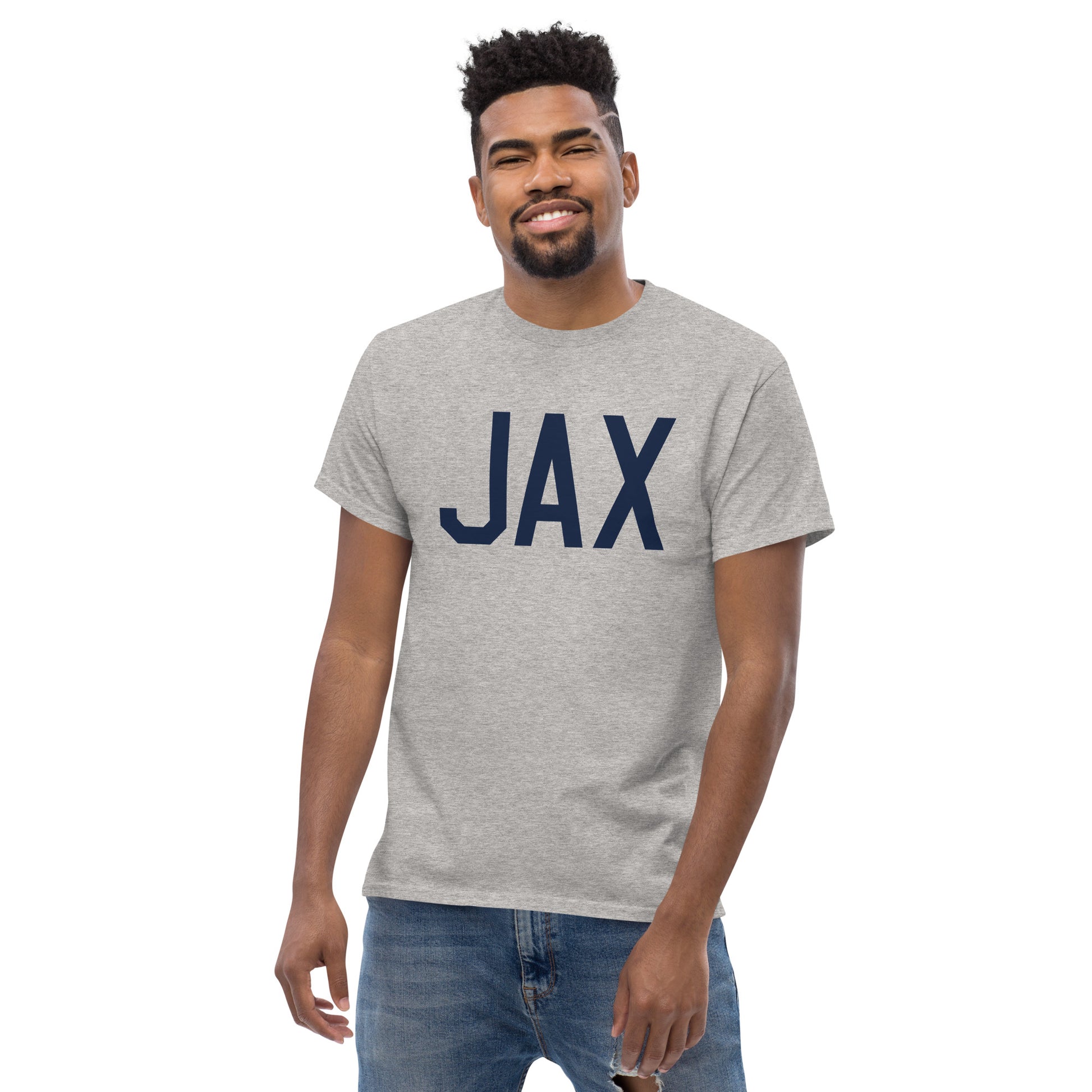 Aviation-Theme Men's T-Shirt - Navy Blue Graphic • JAX Jacksonville • YHM Designs - Image 06