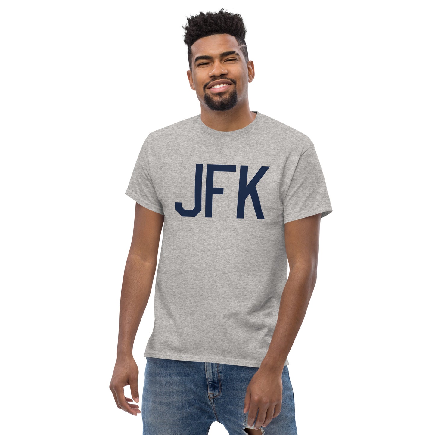 Aviation-Theme Men's T-Shirt - Navy Blue Graphic • JFK New York City • YHM Designs - Image 06