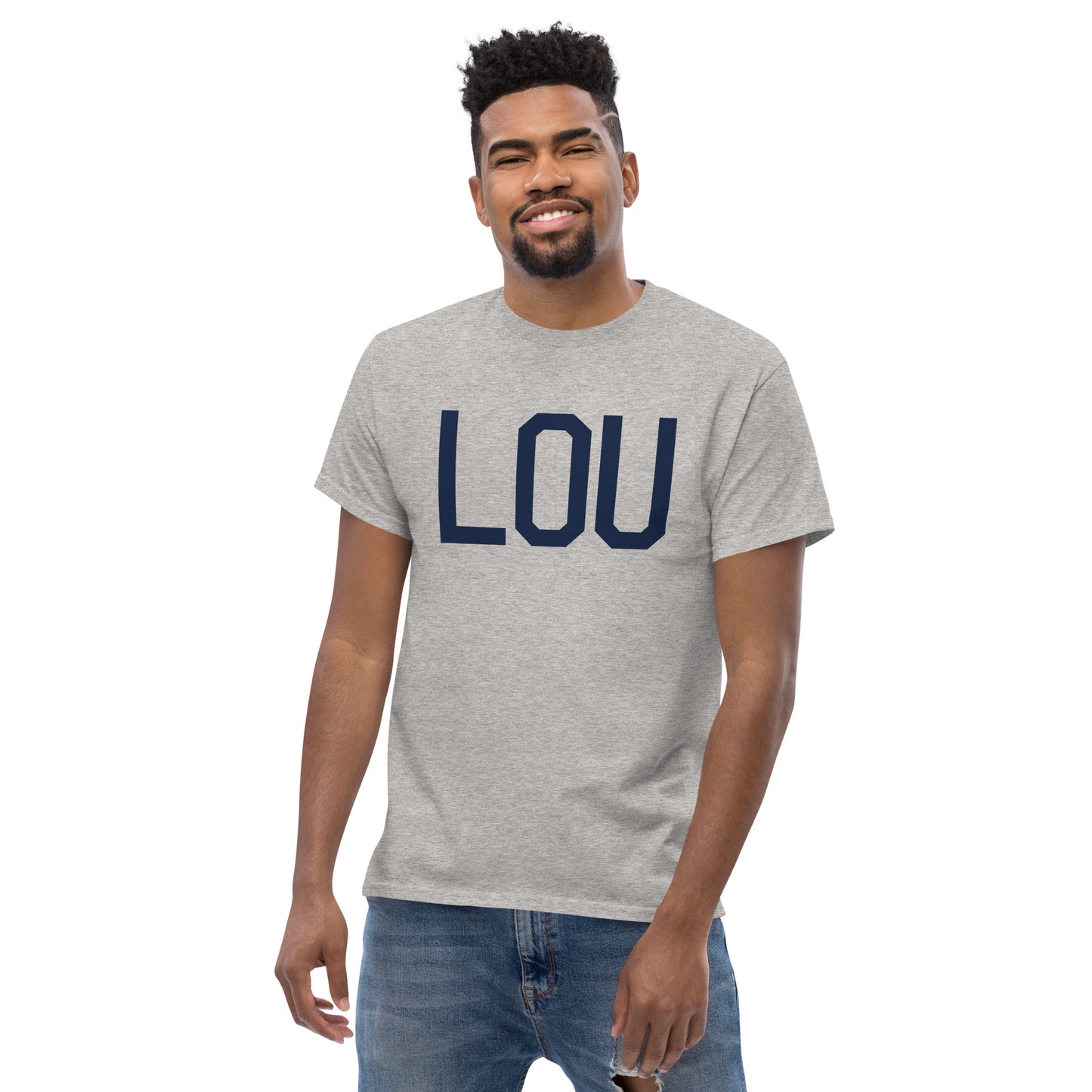 Aviation-Theme Men's T-Shirt - Navy Blue Graphic • LOU Louisville • YHM Designs - Image 06