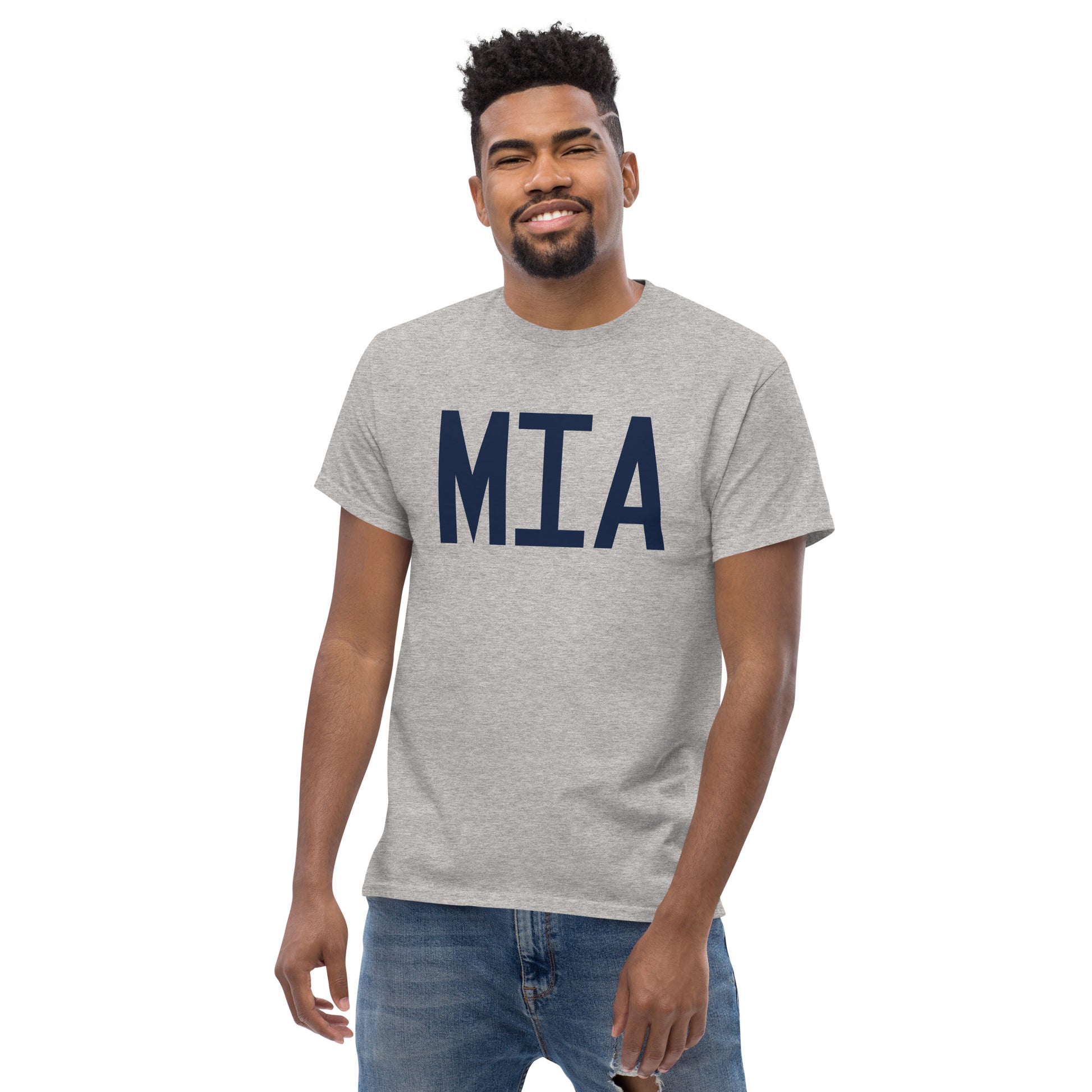 Aviation-Theme Men's T-Shirt - Navy Blue Graphic • MIA Miami • YHM Designs - Image 06