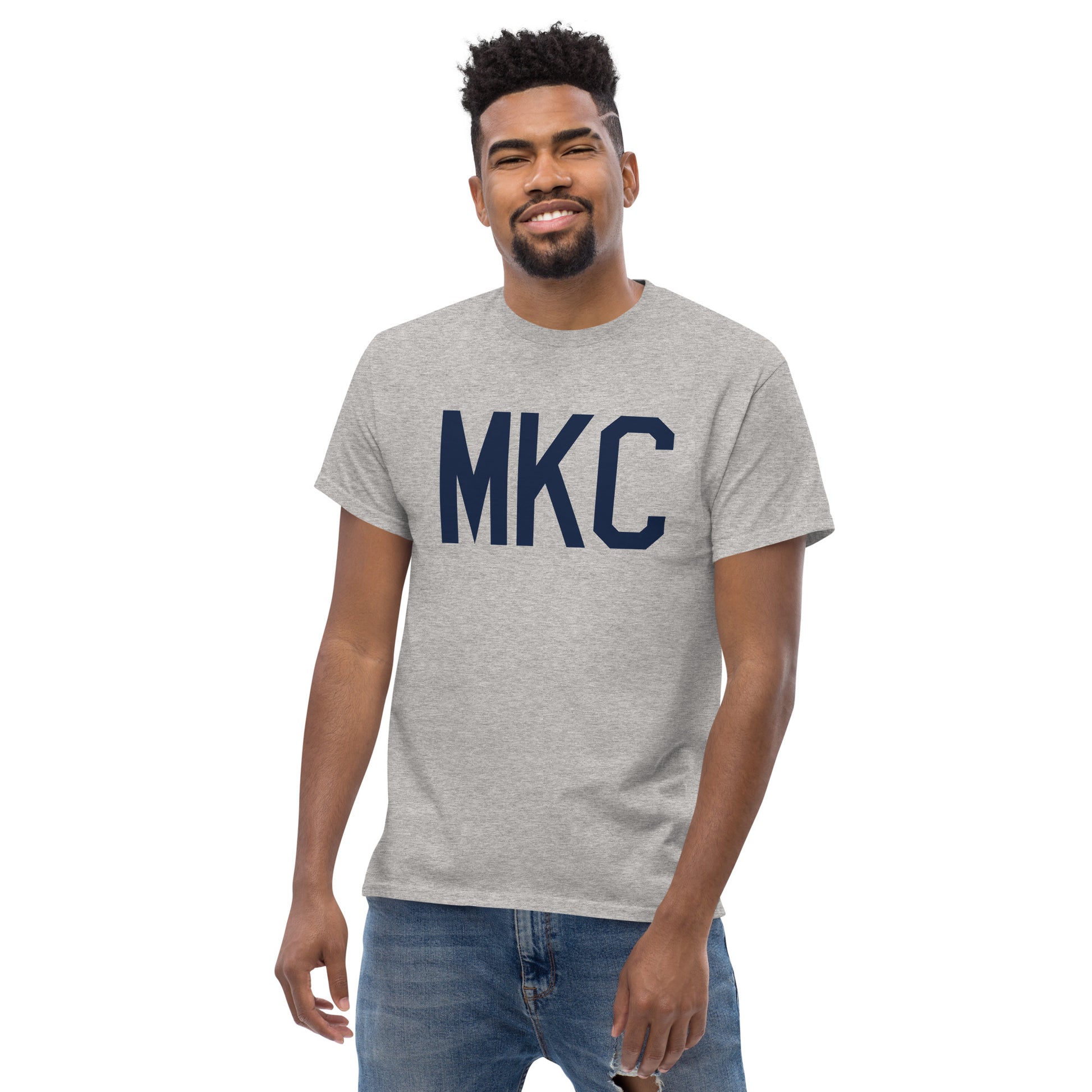 Aviation-Theme Men's T-Shirt - Navy Blue Graphic • MKC Kansas City • YHM Designs - Image 06