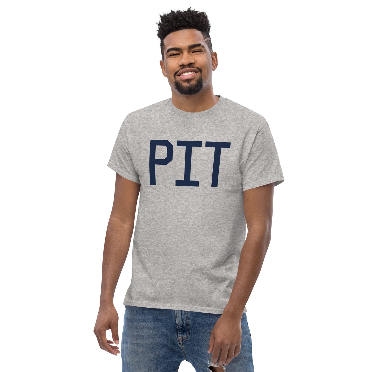 Aviation-Theme Men's T-Shirt - Navy Blue Graphic • PIT Pittsburgh • YHM Designs - Image 06