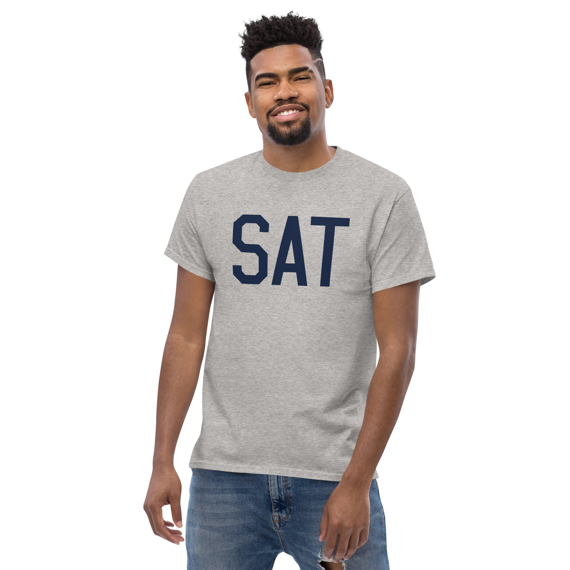 Aviation-Theme Men's T-Shirt - Navy Blue Graphic • SAT San Antonio • YHM Designs - Image 06