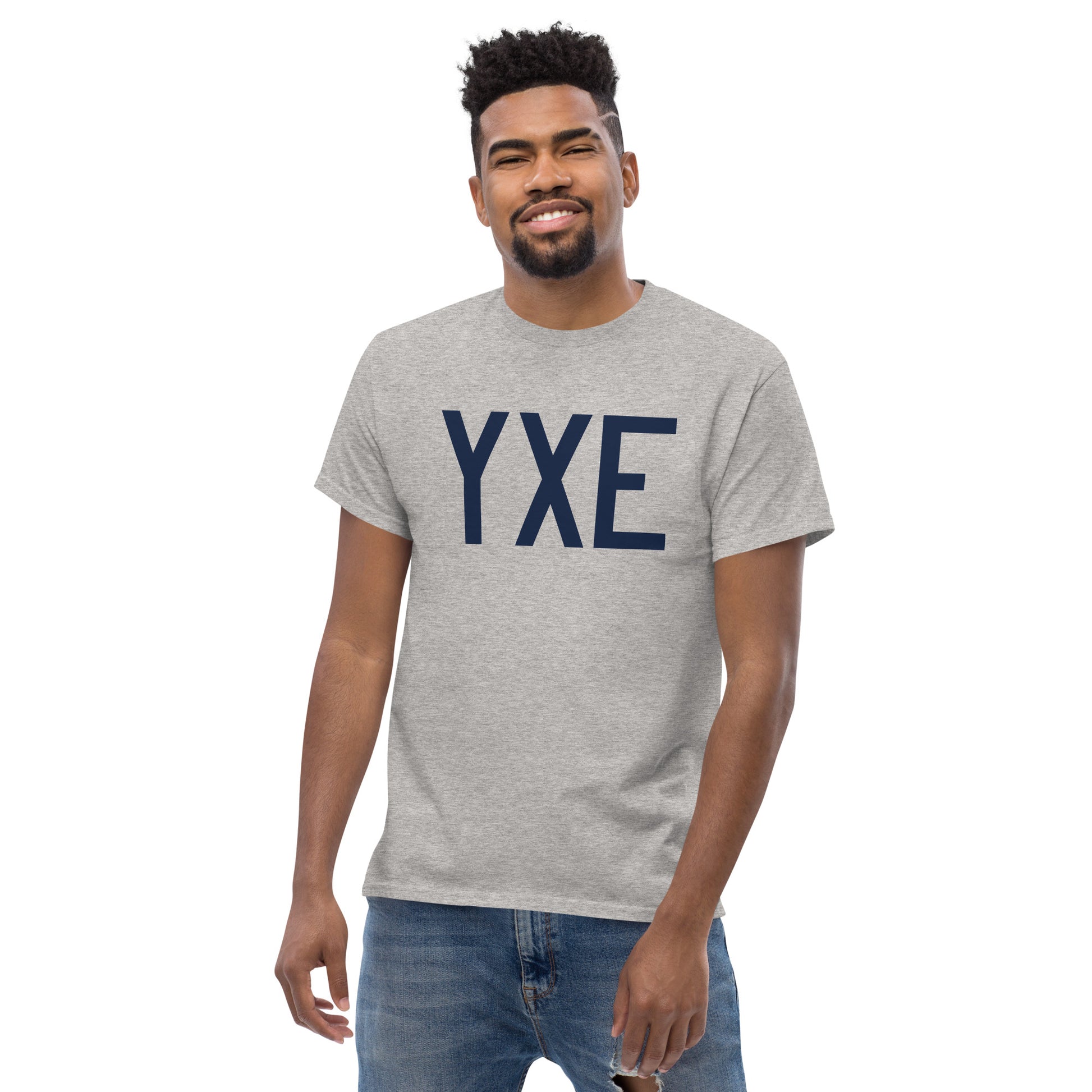 Aviation-Theme Men's T-Shirt - Navy Blue Graphic • YXE Saskatoon • YHM Designs - Image 06
