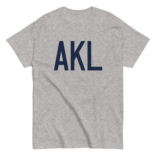 AKL Auckland Men's T-Shirt • Air Force Lettering in Navy Blue • YHM Designs - Image 02