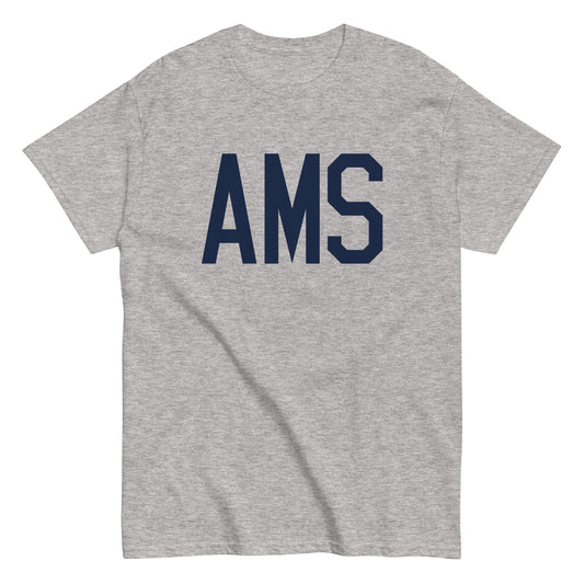 AMS Amsterdam Men's T-Shirt • Air Force Lettering in Navy Blue • YHM Designs - Image 02