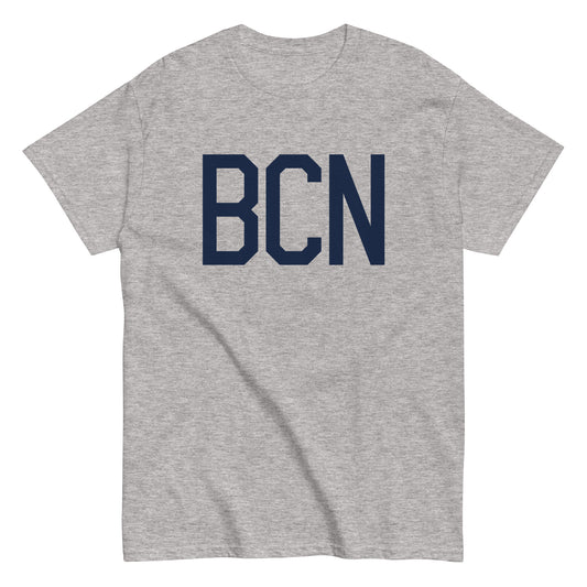 BCN Barcelona Men's T-Shirt • Air Force Lettering in Navy Blue • YHM Designs - Image 02