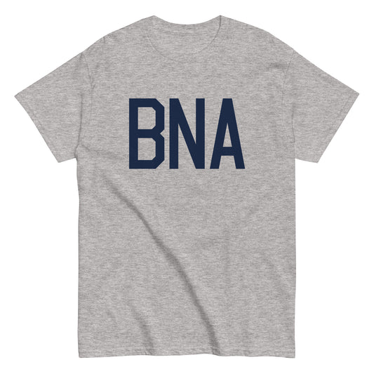 BNA Nashville Men's T-Shirt • Air Force Lettering in Navy Blue • YHM Designs - Image 02