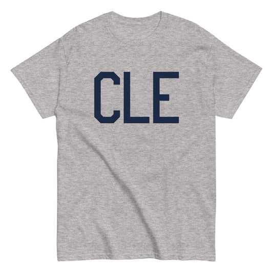 CLE Cleveland Men's T-Shirt • Air Force Lettering in Navy Blue • YHM Designs - Image 02
