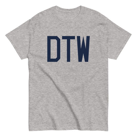 DTW Detroit Men's T-Shirt • Air Force Lettering in Navy Blue • YHM Designs - Image 02