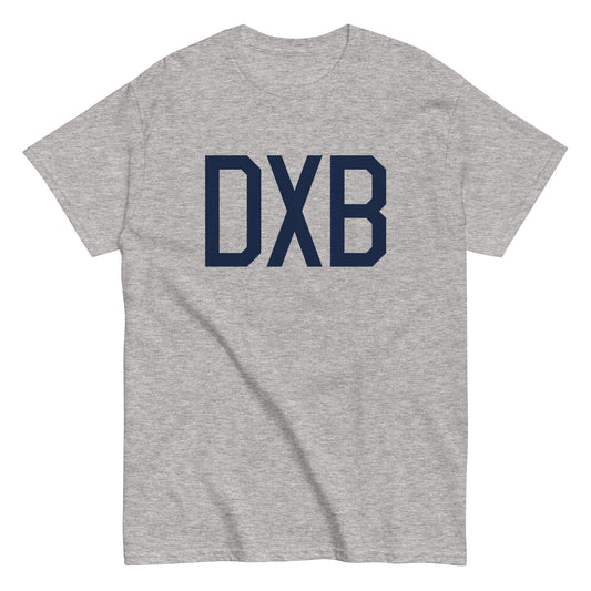 DXB Dubai Men's T-Shirt • Air Force Lettering in Navy Blue • YHM Designs - Image 02