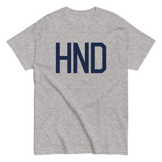 HND Tokyo Men's T-Shirt • Air Force Lettering in Navy Blue • YHM Designs - Image 02