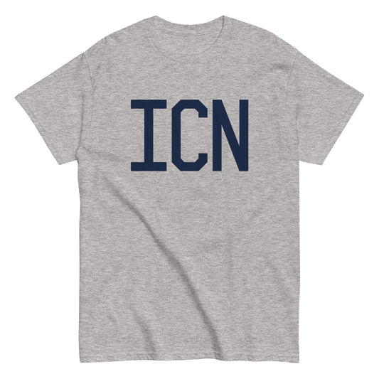 ICN Seoul Men's T-Shirt • Air Force Lettering in Navy Blue • YHM Designs - Image 02