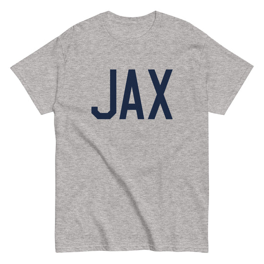 JAX Jacksonville Men's T-Shirt • Air Force Lettering in Navy Blue • YHM Designs - Image 02