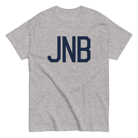 JNB Johannesburg Men's T-Shirt • Air Force Lettering in Navy Blue • YHM Designs - Image 02