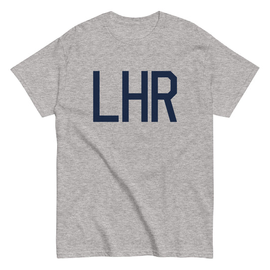 LHR London Men's T-Shirt • Air Force Lettering in Navy Blue • YHM Designs - Image 02