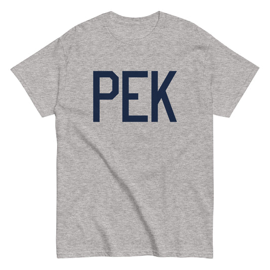PEK Beijing Men's T-Shirt • Air Force Lettering in Navy Blue • YHM Designs - Image 02