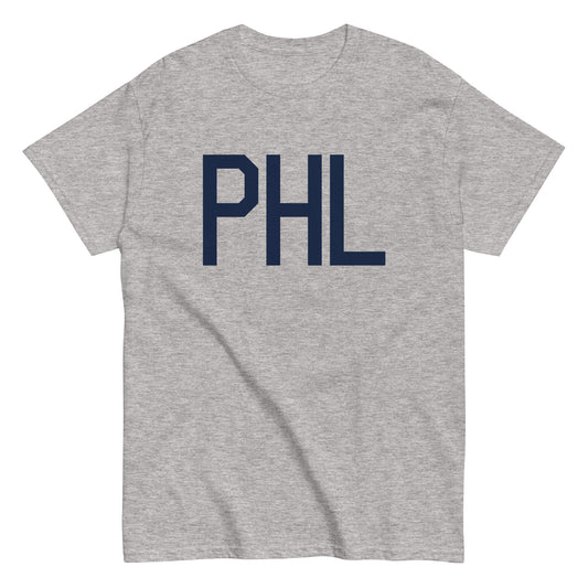 Aviation-Theme Men's T-Shirt - Navy Blue Graphic • PHL Philadelphia • YHM Designs - Image 02
