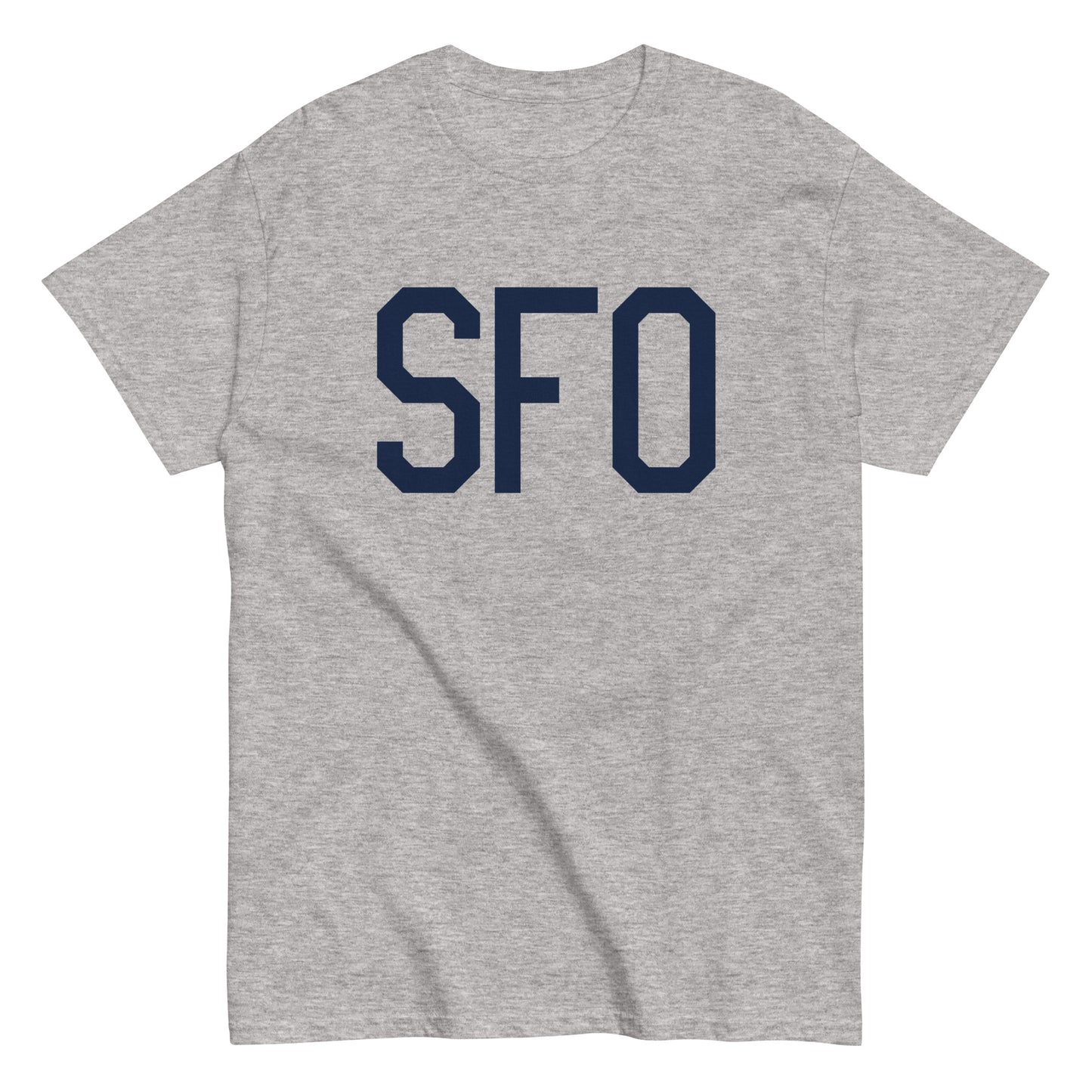 Aviation-Theme Men's T-Shirt - Navy Blue Graphic • SFO San Francisco • YHM Designs - Image 02