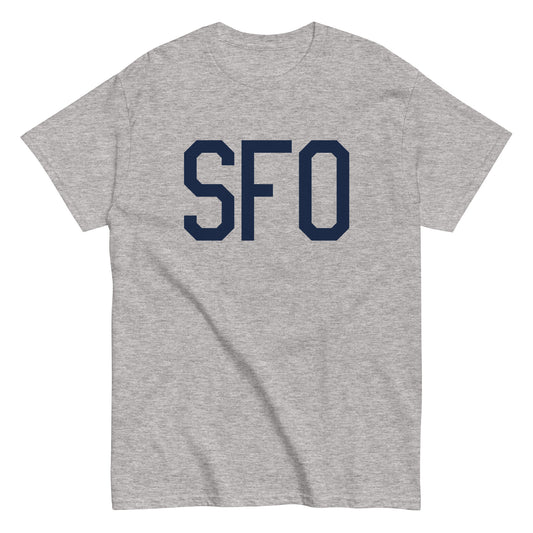 Aviation-Theme Men's T-Shirt - Navy Blue Graphic • SFO San Francisco • YHM Designs - Image 02