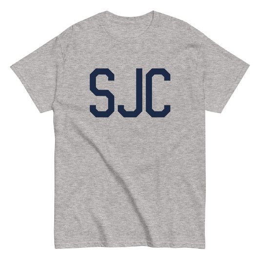 Aviation-Theme Men's T-Shirt - Navy Blue Graphic • SJC San Jose • YHM Designs - Image 02