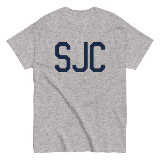 SJC San Jose Men's T-Shirt • Air Force Lettering in Navy Blue • YHM Designs - Image 02