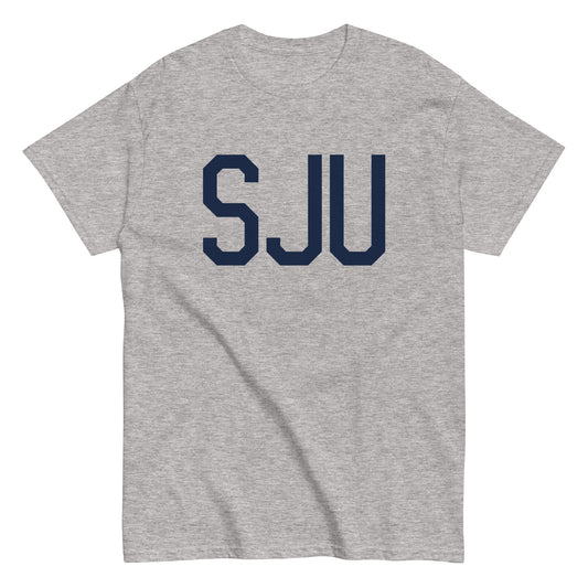 SJU San Juan Men's T-Shirt • Air Force Lettering in Navy Blue • YHM Designs - Image 02