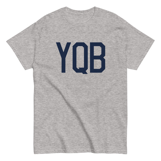YQB Quebec City Men's T-Shirt • Air Force Lettering in Navy Blue • YHM Designs - Image 02