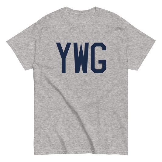 YWG Winnipeg Men's T-Shirt • Air Force Lettering in Navy Blue • YHM Designs - Image 02