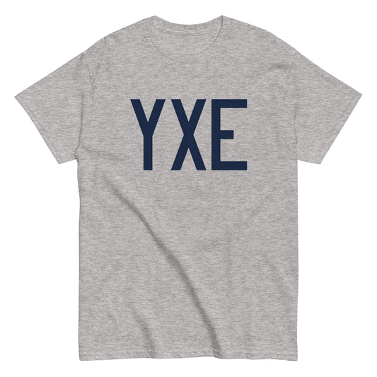 YXE Saskatoon Men's T-Shirt • Air Force Lettering in Navy Blue • YHM Designs - Image 02