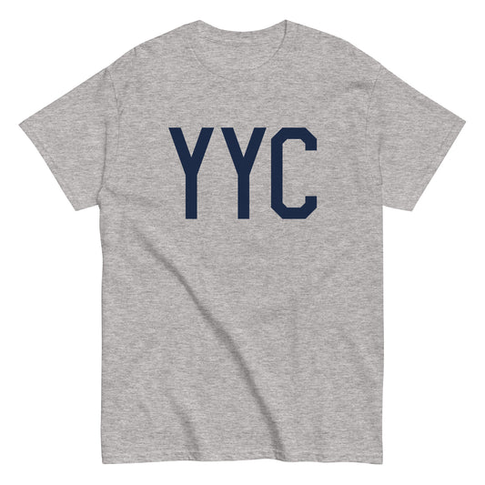 YYC Calgary Men's T-Shirt • Air Force Lettering in Navy Blue • YHM Designs - Image 02