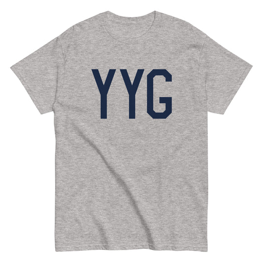 YYG Charlottetown Men's T-Shirt • Air Force Lettering in Navy Blue • YHM Designs - Image 02