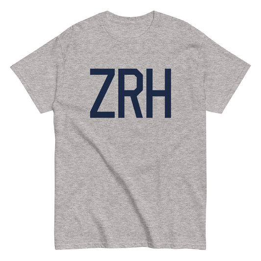 ZRH Zurich Men's T-Shirt • Air Force Lettering in Navy Blue • YHM Designs - Image 02