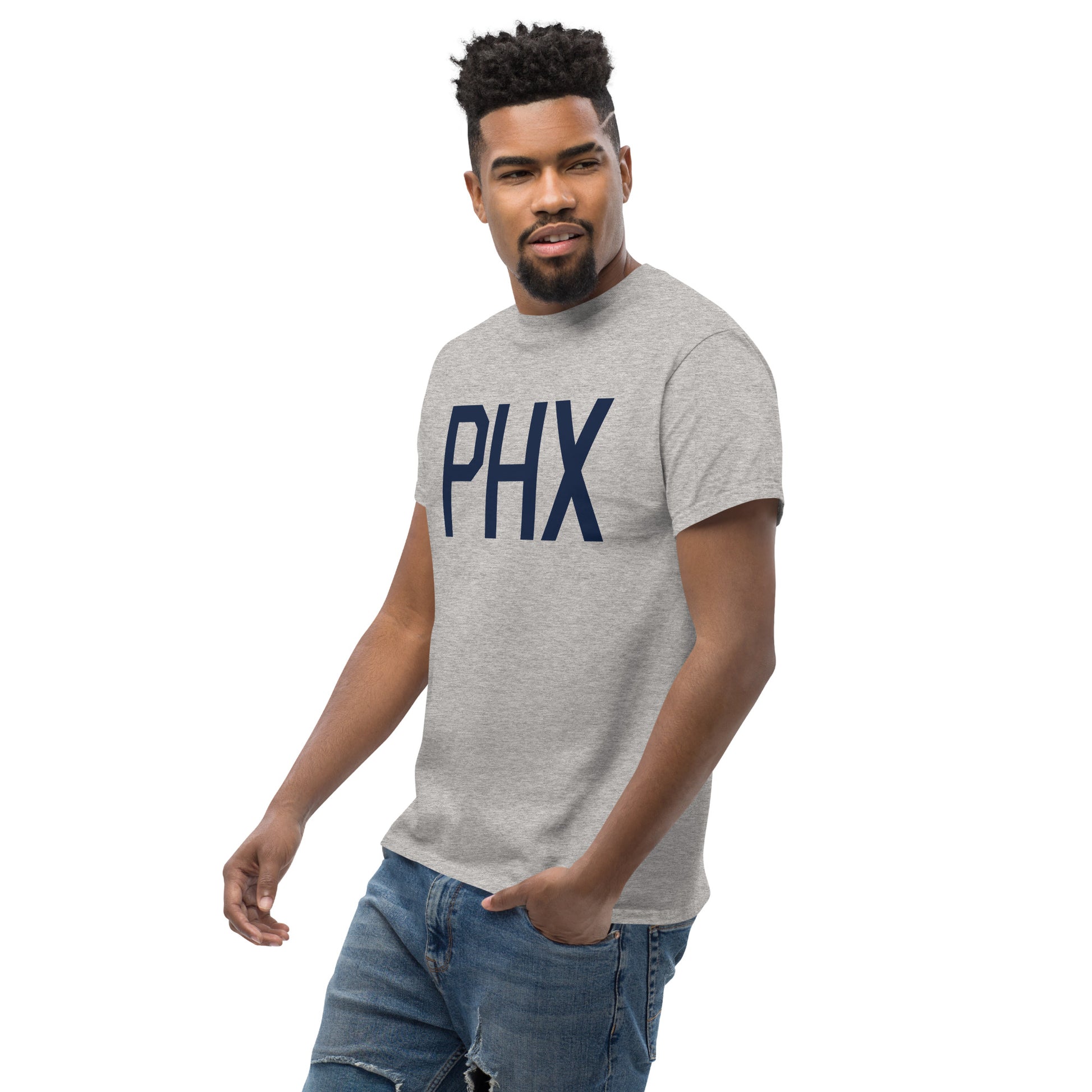 Aviation-Theme Men's T-Shirt - Navy Blue Graphic • PHX Phoenix • YHM Designs - Image 07