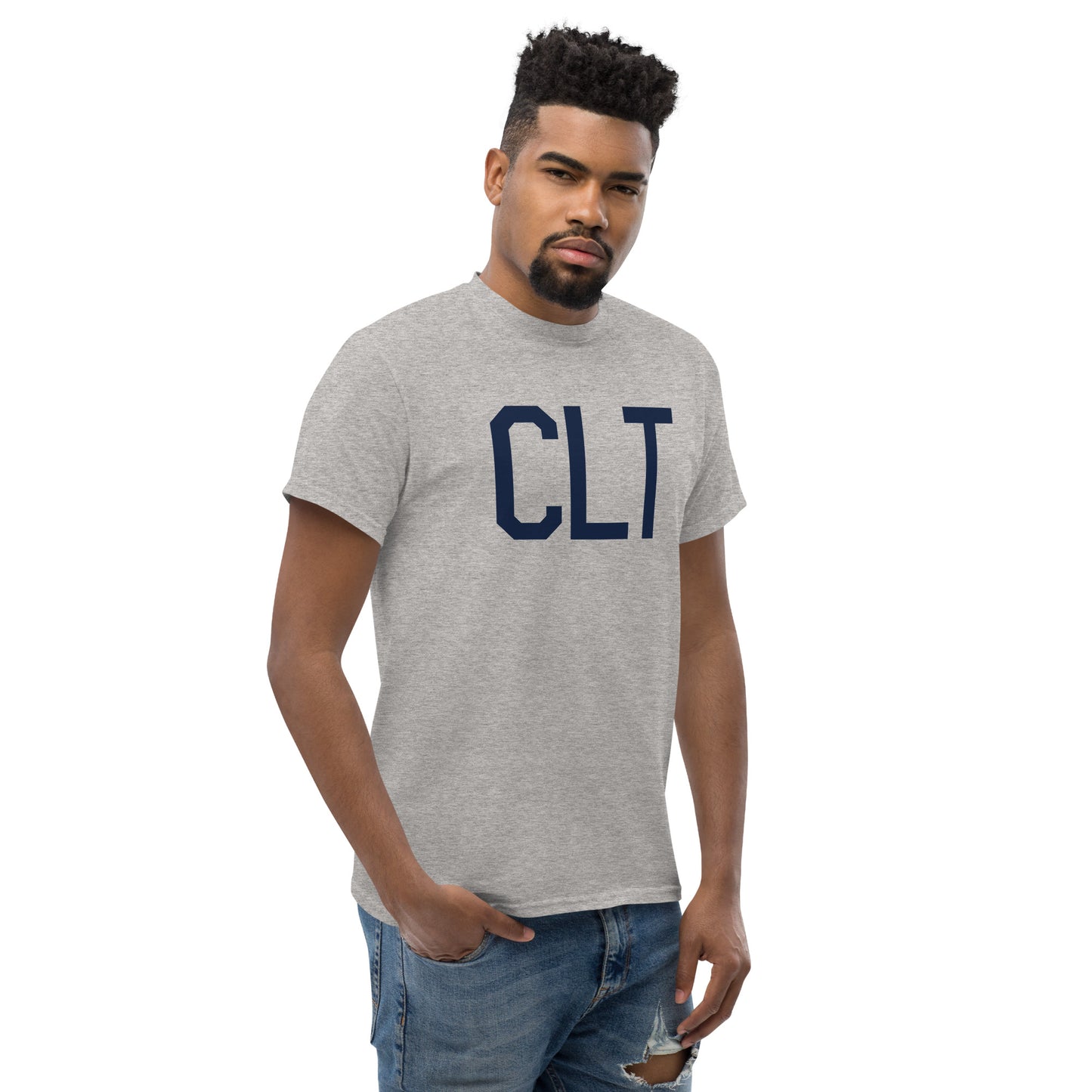 Aviation-Theme Men's T-Shirt - Navy Blue Graphic • CLT Charlotte • YHM Designs - Image 08