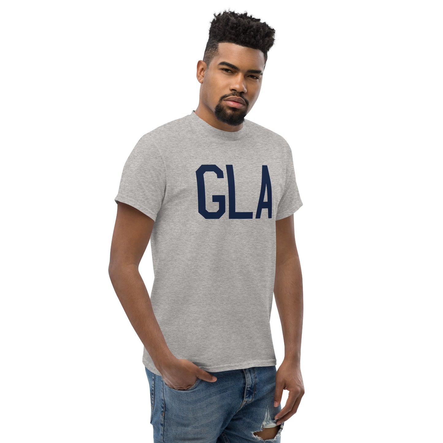 Aviation-Theme Men's T-Shirt - Navy Blue Graphic • GLA Glasgow • YHM Designs - Image 08