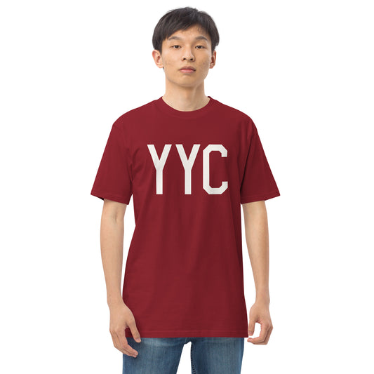 YYC Calgary Heavyweight T-Shirt • Air Force Lettering in White • YHM Designs - Image 01