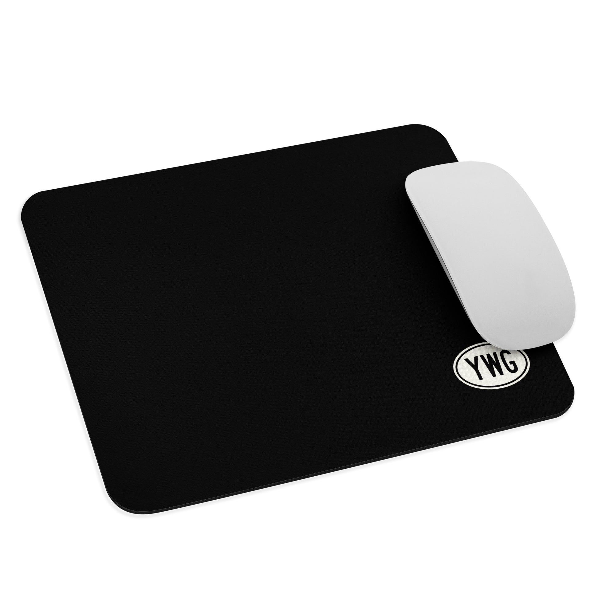 Unique Travel Gift Mouse Pad - White Oval • YWG Winnipeg • YHM Designs - Image 03
