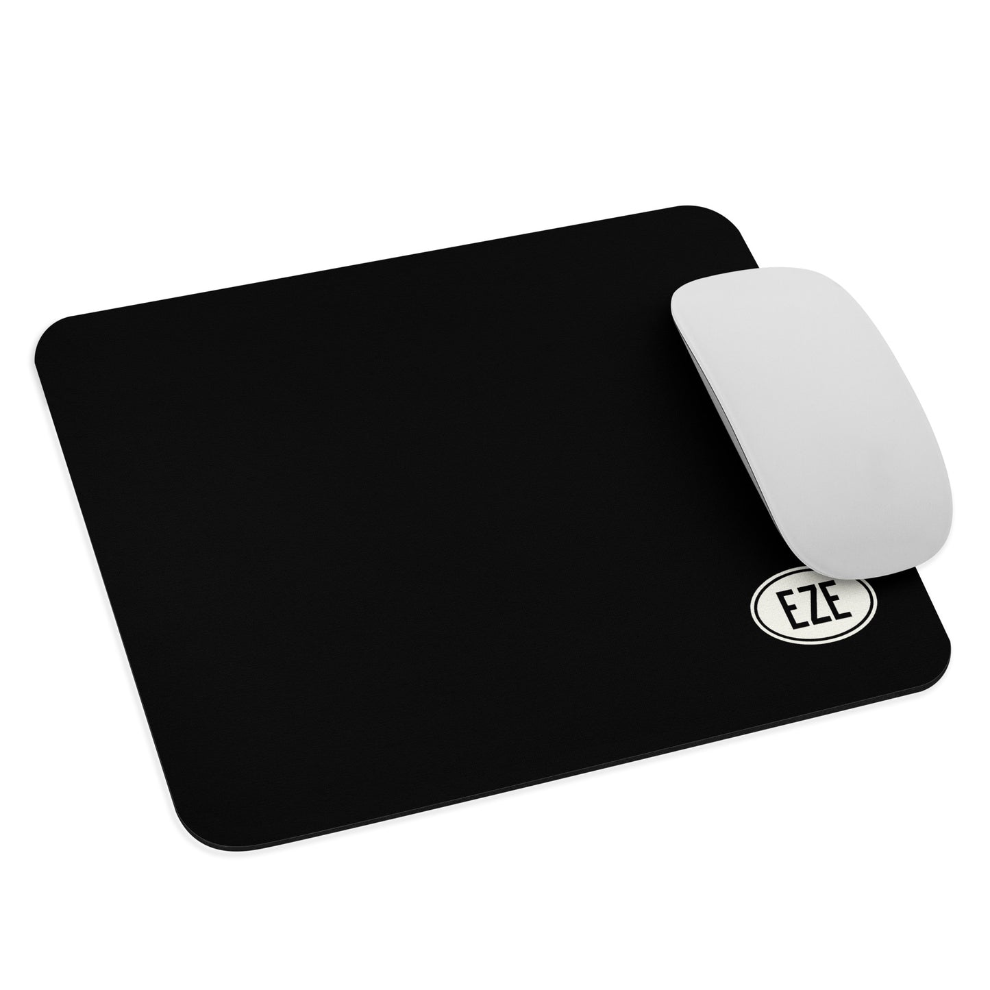 EZE Buenos Aires Mouse Pad • Black with Oval Car Sticker Design • YHM Designs - Image 03